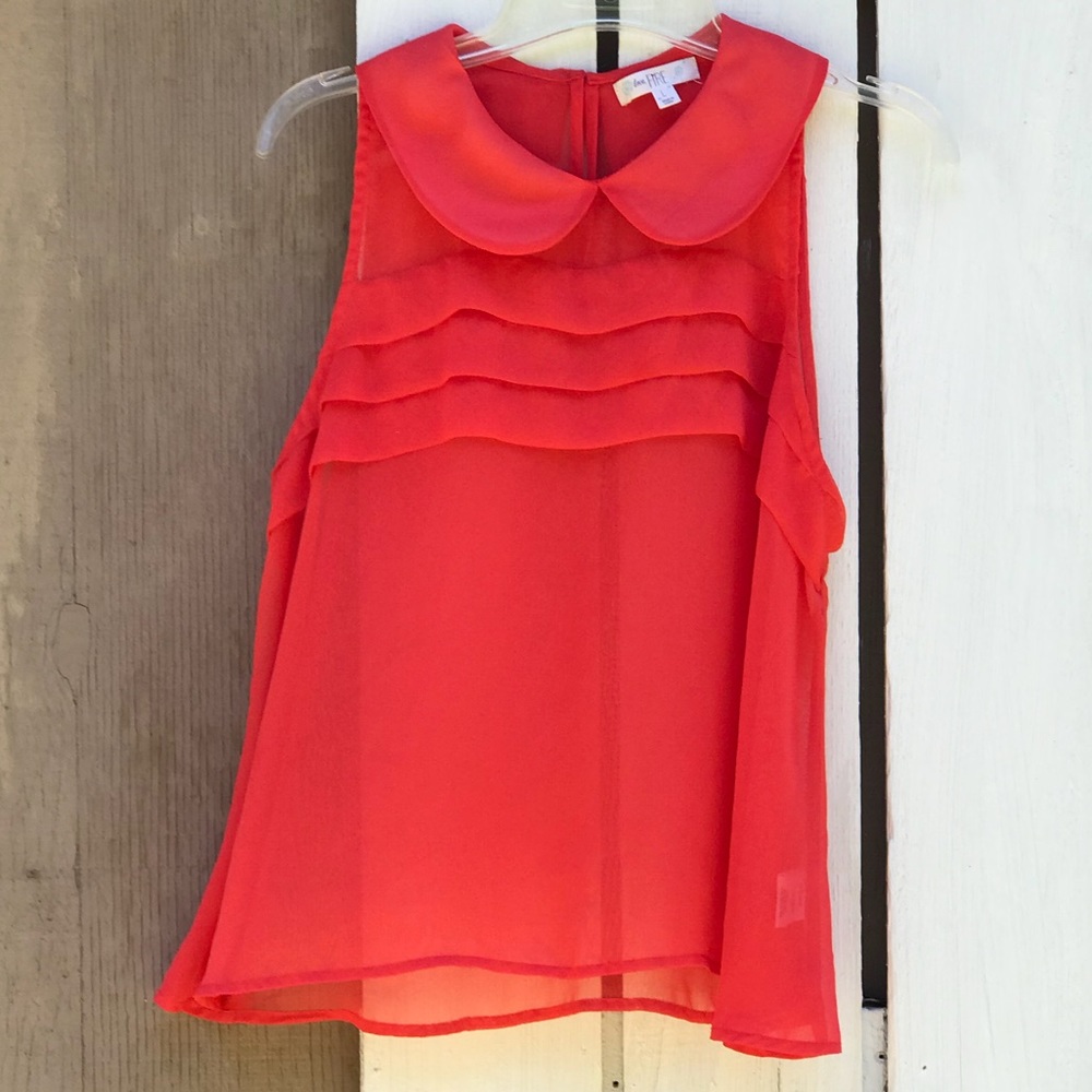 love Fire sheer sleeveless blouse